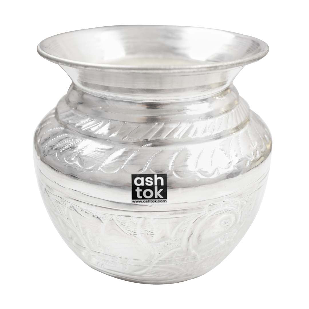 German Silver Lota handcrafted, Kalash, Pooja Lota, Puja Lota, Karwachauth Lota Capacity 500 ml for Diwali, Mandir, Temple, Festival, Marriage, Wedding