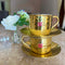 Brass Tea Cup Saucer Set with khalai, Brass Tea Cup Set with Khalai Inside The Cup (Pack of 2 Pcs)