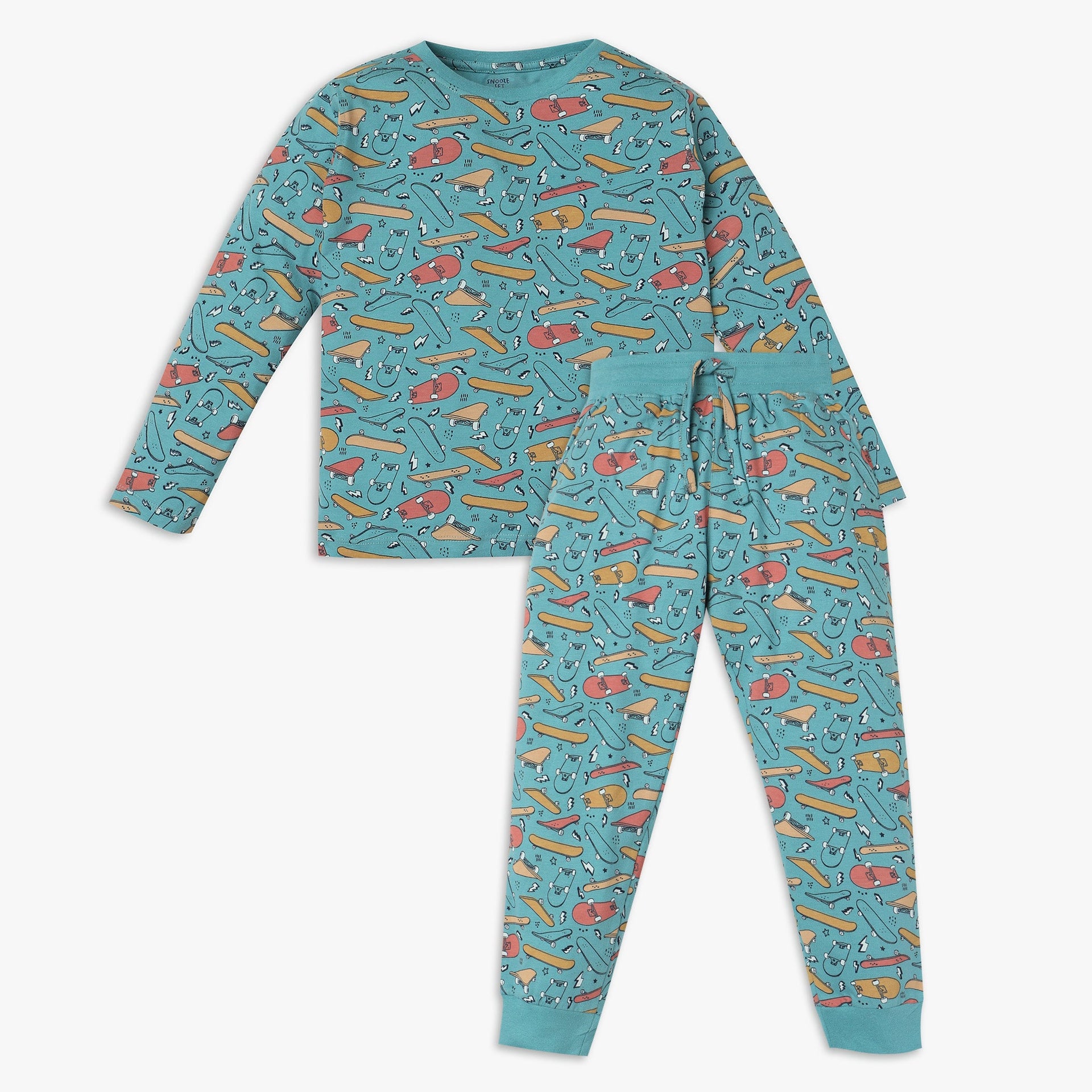Boys Knitted Printed T-Shirt With Trackpant Sleepwear Set
