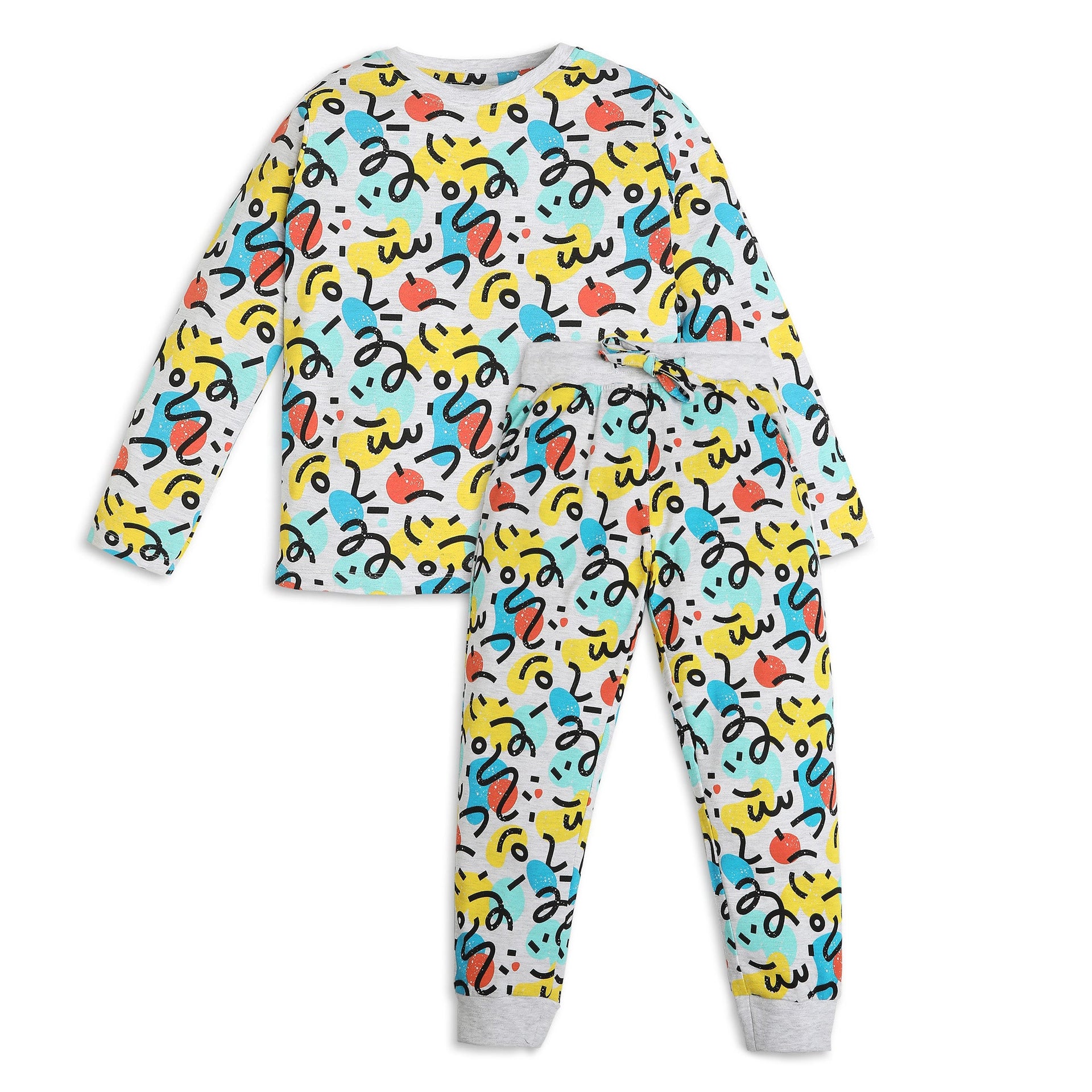 Boys Knitted Printed T-Shirt With Trackpant Sleepwear Set