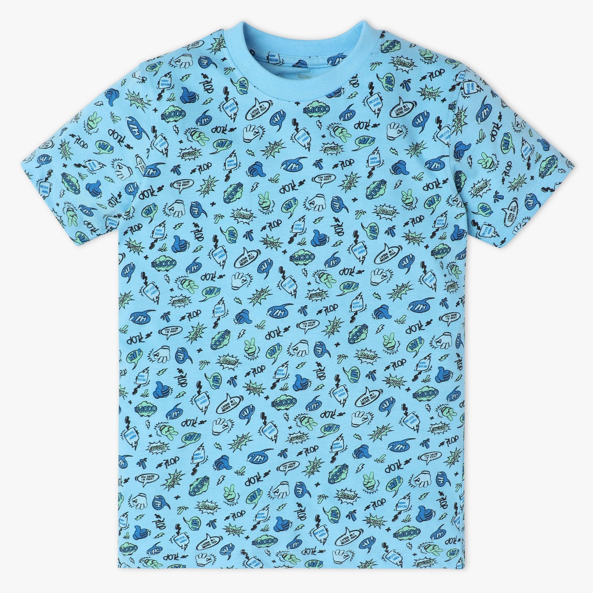 Boys Crew Neck Half Sleeve Sleep Set All Over Print Snooze T-Shirt And Short