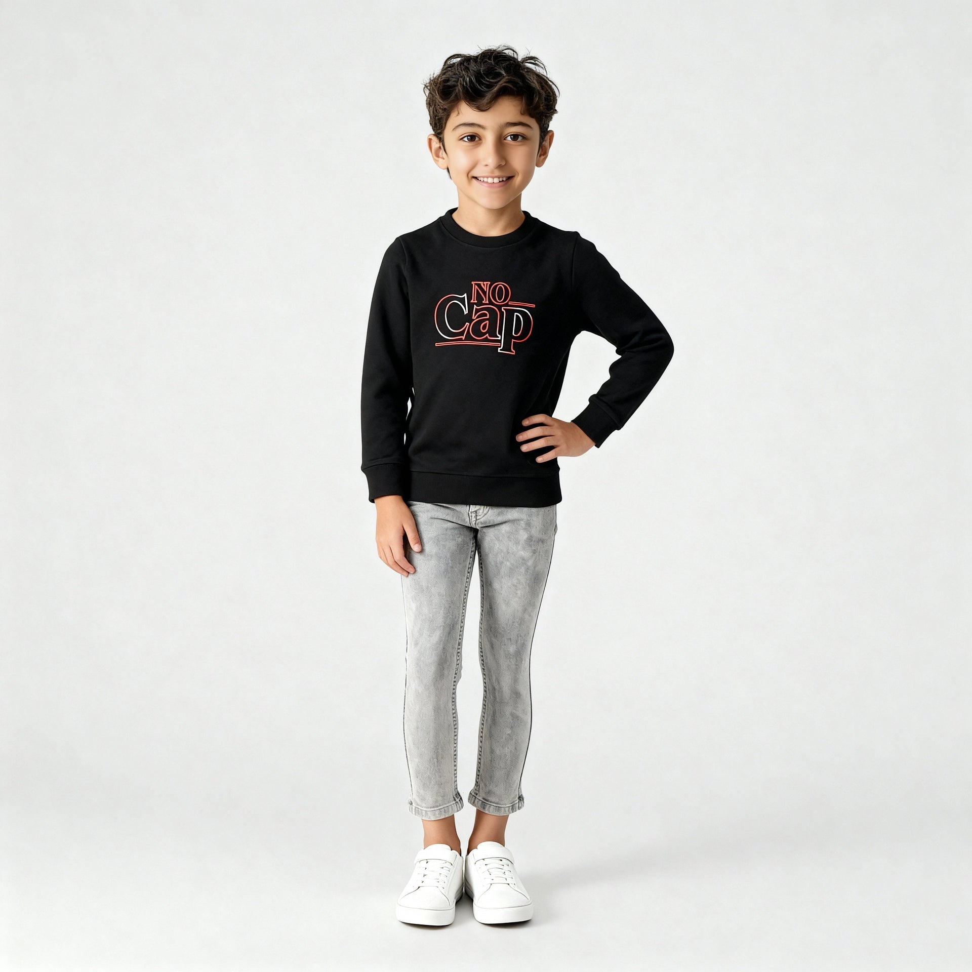 Boys Printed Crew Neck Slogan Sweat Tee