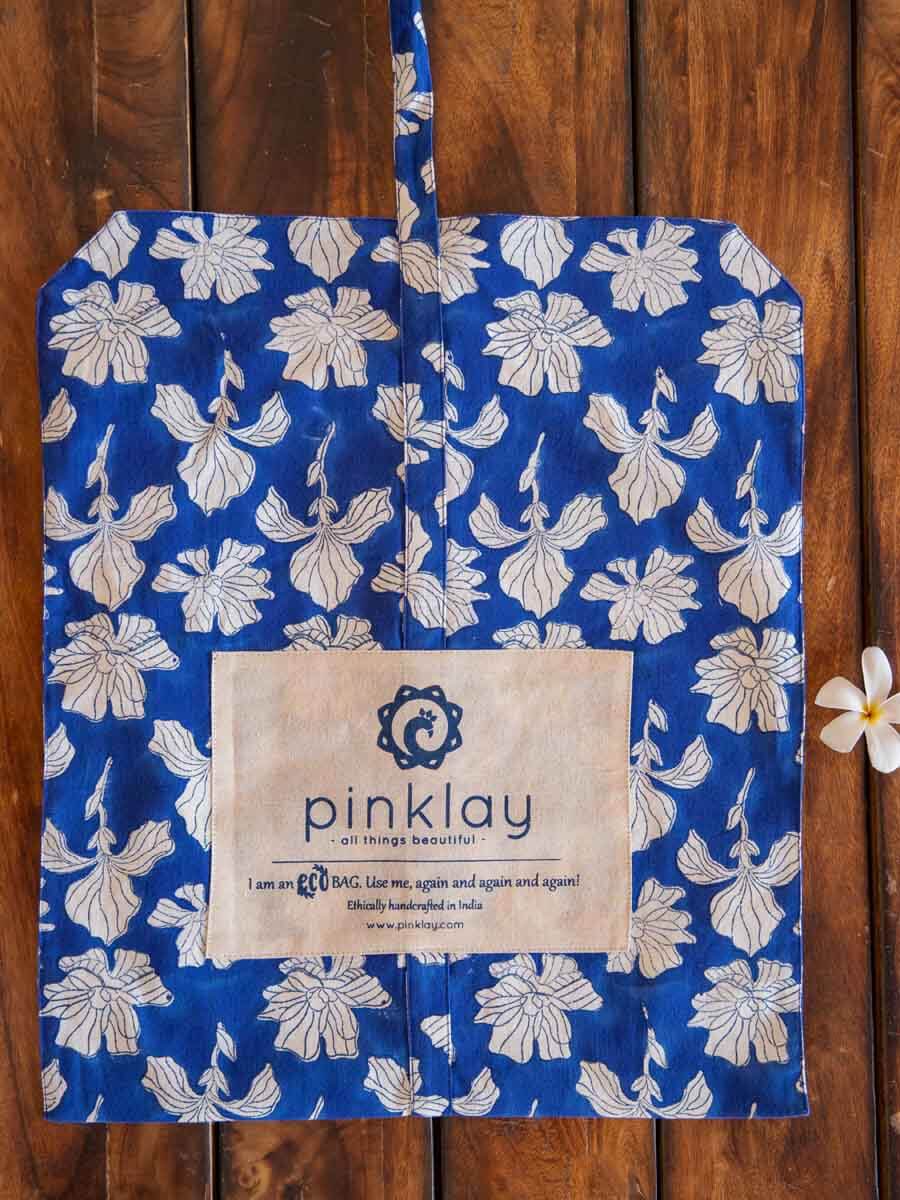 Blue Peony Cotton Bag