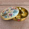 Brass Masala Box, Spice Container with 7 Compartments with Meenakari design on the Lid (Dia :- 7 Inch)