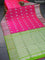 Venkatagiri silk saree dual shade of pink and light green with thread & silver zari woven annam buttas and annam silver zari woven border