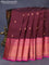 Pure kanchipuram silk saree deep maroon and pink with zari woven buttas and long copper zari woven border