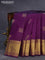 Pure kanchipuram silk saree purple with allover self emboss & buttas and zari woven border