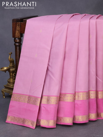 Pure kanchipuram silk saree pastel pink with zari woven buttas and rettapet zari woven border