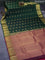 Pure kanchipuram silk saree dark green and magenta pink with allover self emboss & zari buttas and zari woven border