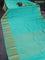 Pure kanchipuram silk saree teal blue shade with allover zari weaves and long zari woven border