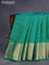 Pure kanchipuram silk saree teal green and pink with allover zari weaves and zari woven border