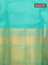 Pure kanchipuram silk saree pastel pink and teal green with allover zari checked pattern and long zari woven korvai border