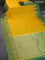 Pure kanchipuram silk saree mango yellow and green with zari woven buttas and zari woven border