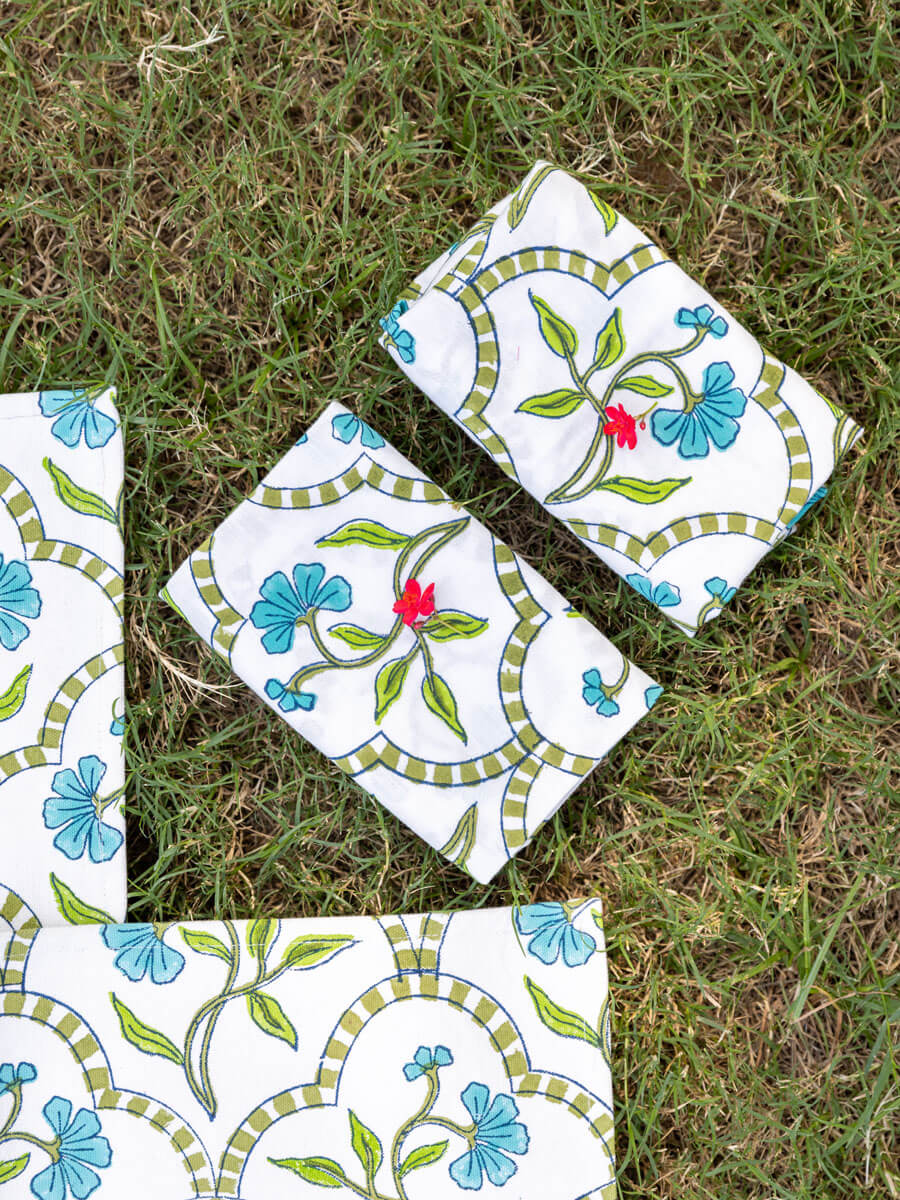 Chameli Block Printed Cotton Table Napkin