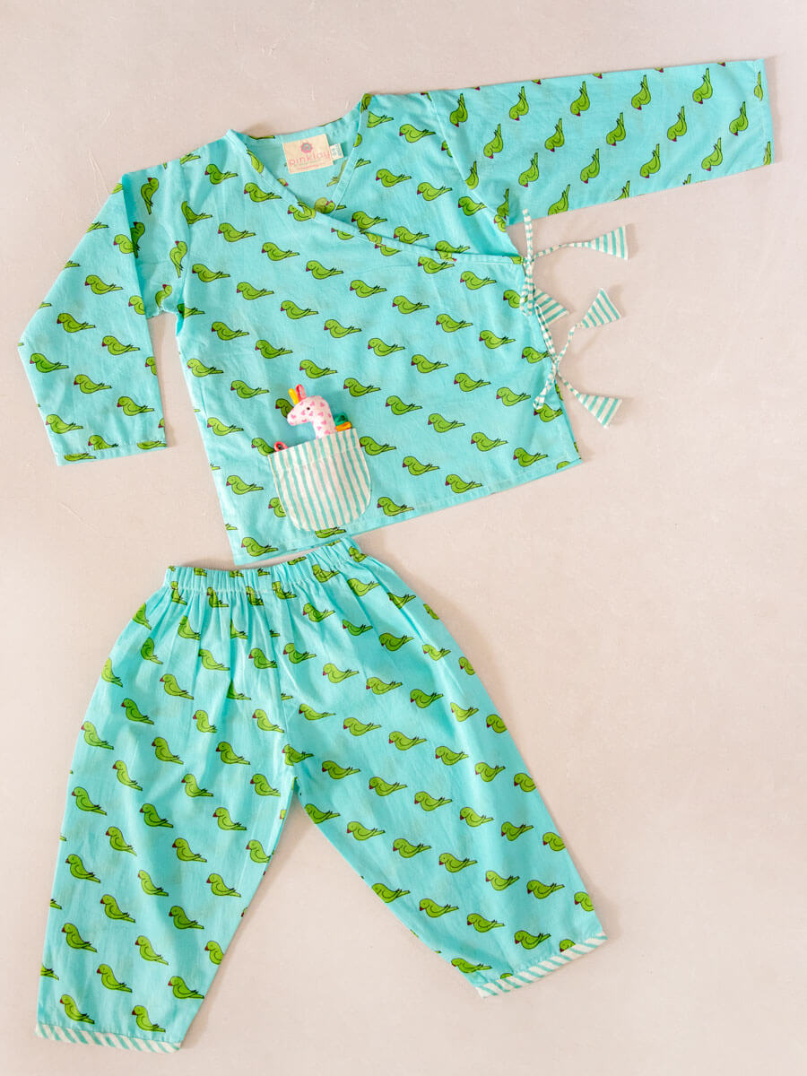 Chanchal Mitthu Organic Cotton Printed Angrakha Set