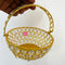 Crystal Basket Gift Item, Gold Coated Flower Basket (Dia 5 Inches)