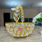 Crystal Basket Gift Item, Gold Coated Flower Basket (Dia 6 Inches)