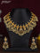 Antique guttapusalu necklace manga design with kemp & cz stones and pearl hangings