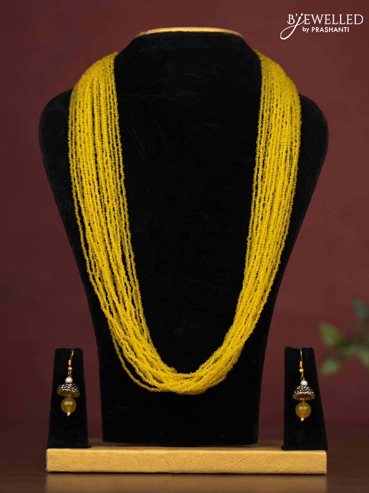 Jaipur multilayer beaded yellow necklace