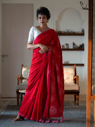 Buy panthi Solid/Plain Assam Silk Art Silk Pink Sarees Online @ Best Price  In India