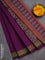Coimbatore cotton saree purple and light green with allover self emboss and thread woven border