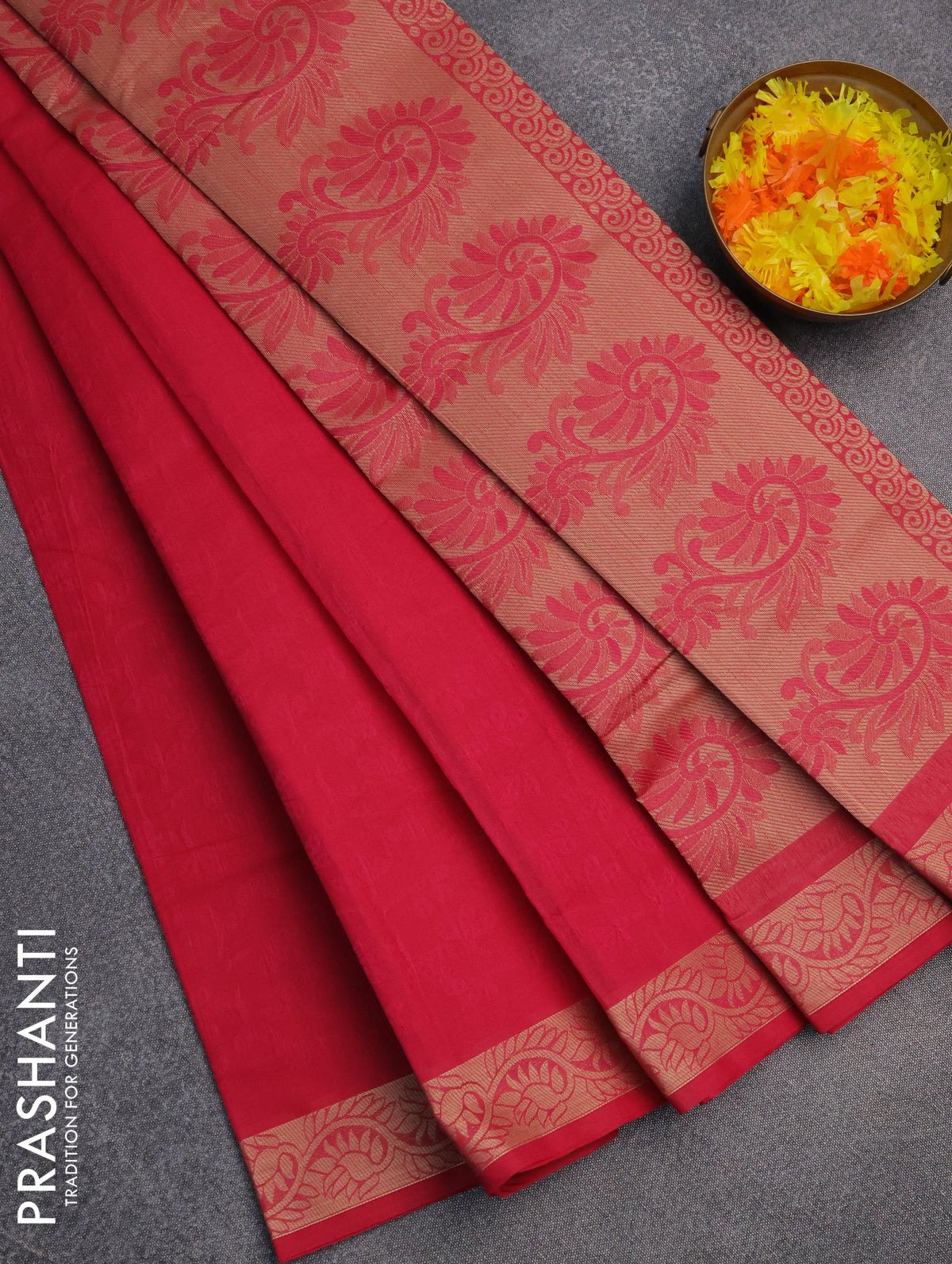 Coimbatore cotton saree pink with allover self emboss and thread woven border