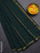 Arani semi silk saree bottle green with plain body and small zari woven border