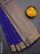 Arani semi silk saree dark blue with zari woven buttas and zari woven border