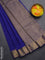Arani semi silk saree blue with zari woven thilak buttas and zari woven border