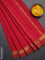 Arani semi silk saree pink and dark mustard with plain body and zari woven simple border