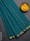Arani semi silk saree peacock green with plain body and zari woven border