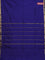 Arani semi silk saree blue with plain body and zari woven border