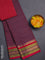 Chettinad cotton saree maroon shade and pink with thread woven buttas and zari woven border