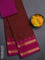 Chettinad cotton saree maroon and magenta pink with allover checked pattern and rattapet zari woven border