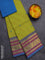 Chettinad cotton saree lime green and dual shade of blue with thread woven buttas and temple disign zari woven border