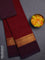 Chettinad cotton saree maroon and deep jamun with thread woven buttas and zari woven simple border