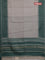Chappa saree grey and green with allover small zari checked pattern and temple design zari woven border