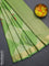 Bangalori semi silk saree lime green and light green with allover ikat weaves and zari woven border