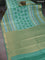 Bangalori semi silk saree teal green shade and green with allover elephant butta ikat weaves and zari woven border