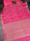 Bangalori semi silk saree peach pink with floral design ikat weaves and zari woven border
