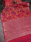 Bangalori semi silk saree orange and pink with allover ikat weaves and zari woven border