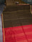 Kora silk cotton saree dark mehendi green and red with allover thread & zari weaves and zari woven border