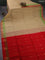 Kora silk cotton saree beige and red with zari woven buttas and zari woven butta border