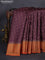 Banarasi tussar silk saree coffee brown and orange with thread & zari woven floral buttas and woven border