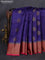 Banarasi tussar silk saree blue and red with thread & zari woven buttas and woven border