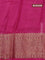Banarasi tussar silk saree peacock blue and magenta pink with thread & zari woven buttas and woven border