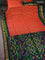 Ikat soft silk saree pink and green with allover ikat weaves and long ikat woven zari border
