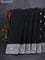 Banarasi chiffon silk saree black with silver zari woven buttas and floral silver zari woven border