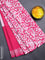 Jaipur cotton saree pink and off white with allover batik prints and printed border