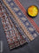 Jaipur cotton saree beige and black with allover kalamkari prints and printed border